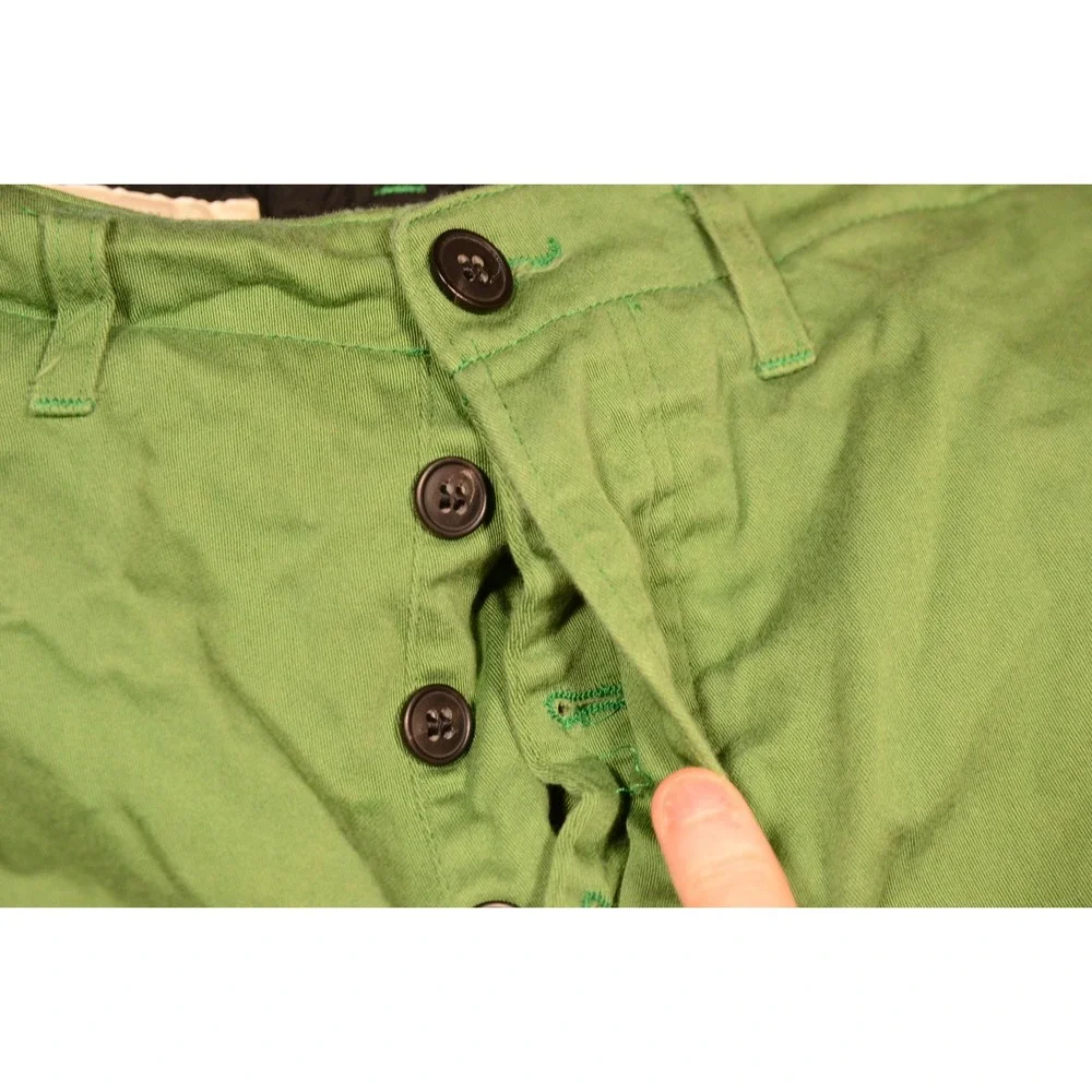 Dries Van Noten Pants Mens 54 Green Chino Cotton Button Fly Casual Belgium
